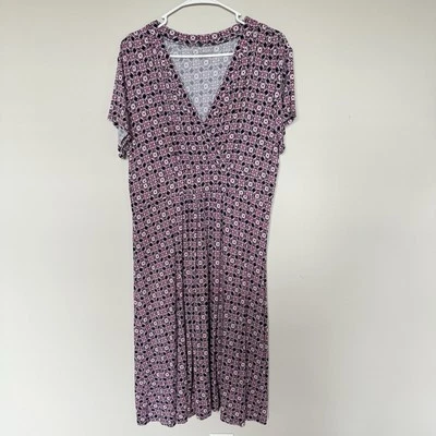 Vestido Croft & Barrow Mujer XL Manga Corta Fluido Midi Babydoll Boho Paisley Foto 1 de 4