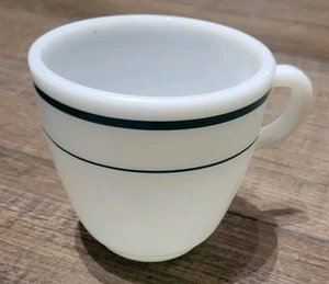 Vintage Anchor Hocking Anchorware 910 türkis blau Streifen Milchglas Kaffeebecher Tasse - Bild 1 von 5