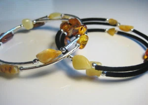2 Elegant Genuine Baltic Amber Bracelet Gemstone !!! - Picture 1 of 4