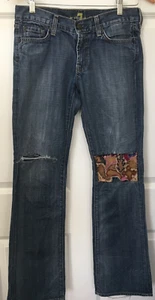 7 For All Mankind Womans Jeans Boot Cut Distressed Knee Patch Size 29/30 - Picture 1 of 12