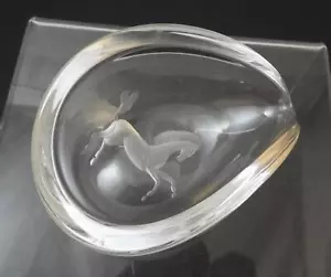 Tazón de vidrio artístico de cristal vintage Glenn Belle-Isle grabado caballo firmado 5 1/4" Y13 - Imagen 1 de 11