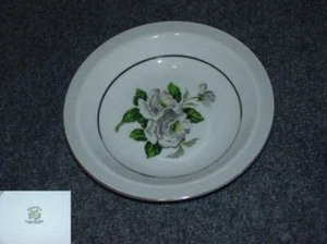 Tazones de sopa con 4 bordes de rosa blanca (platino) Japón China - Imagen 1 de 1