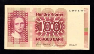F.C. NORUEGA NORWAY , 100 CORONAS 1988 , EBC- ( AXF ) , PICOS DOBLADOS , P.43d . - Picture 1 of 2