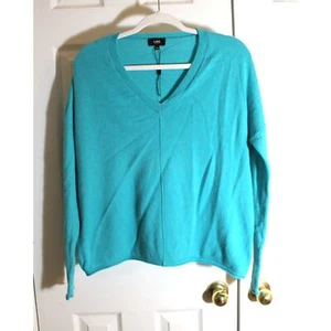 Line the Label Turquoise V-Neck Cashmere Sweater sz S NWOT - Picture 1 of 4