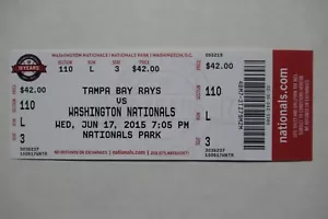 WASHINGTON NATIONALS VS RAYS 6/17/2015 FULL TICKET ~ CURT CASALI (1ST CAREER HR) - Picture 1 of 1