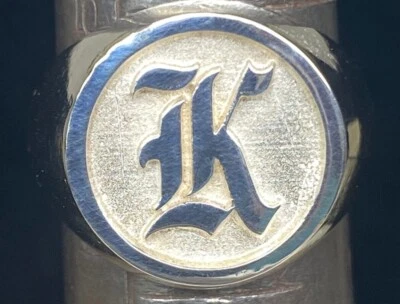 Letter K Old English Solid Initial Ring Sterling Silver 925 Sizes 6-16 - Image 1 of 4