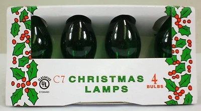 (4 Pack) of Transparent Green C-7 Light Bulbs 5 Watt Holiday Christmas Night NEW - Image 1 of 4