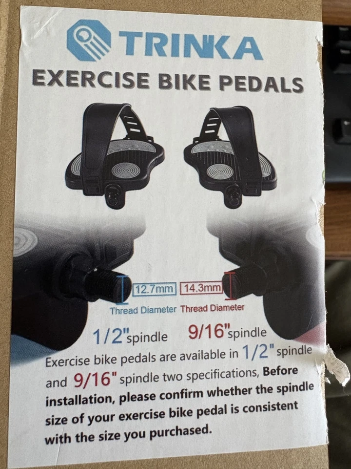 1 par de pedales de bicicleta de ejercicio Trinka con correas husillo de 9/16 pulgadas negro Foto 1 de 1