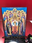 Icon Synaxis of Arch Angels, Russian art print wooden fram Lg.