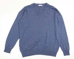 Cotton Blend Traders Mens Blue V-Neck Acrylic Blend Jumper Size M - Picture 1 of 12