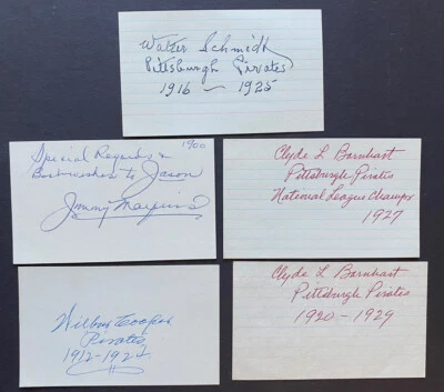 Pittsburgh Pirates Deadball Wilbur Cooper Clyde Barnhart Signed Index Lot Forbes - Image 1 of 4