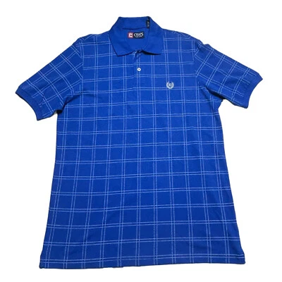 Ralph Lauren Chaps Polo Shirt Mens Medium Blue Plaid Short Sleeve Casual - Image 1 of 4