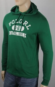 Felpa con cappuccio Ralph Lauren verde atletica manica lunga classica leggera nuova con etichetta - Foto 1 di 1