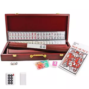 4 Wooden Racks + Brand New Complete American Mahjong Set Wooden Case - Picture 1 of 6