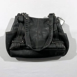Bolso de mano pequeño Y2K Tiganello de cuero de grano negro boho - Imagen 1 de 14