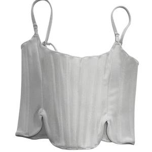 Top bustier volpe bianca donna XS bianco cinturino strutturato cerniera regolabile ritagliata - Foto 1 di 9