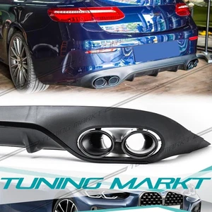Schwarz Heckdiffusor Auspuff E53 Stil für Mercedes E-Kl C238 A238 AMG-Line 16-24 - Bild 1 von 14