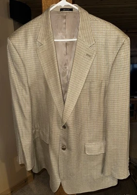 Casaco esportivo Chaps 100% seda Houndstooth blazer 46R marrom preppy 2 botões - Imagem 1 de 4