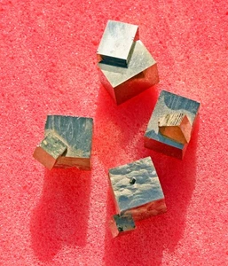 Four Pyrite Cube Clusters from Spain - Picture 1 of 2