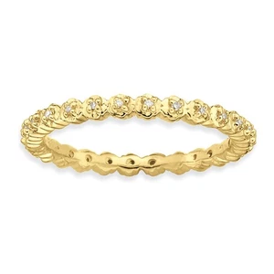 14K Gold & Silver Stackable .08 Cttw HI/I3 Diamond 2.25mm Band Sz 5 - Picture 1 of 6