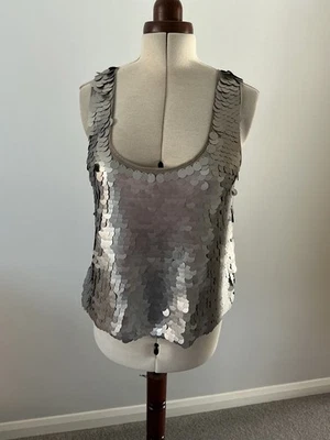 Marks & Spencer Stunning Ladies silver disc sequin top Size 16 Regular BNWT - Image 1 of 4