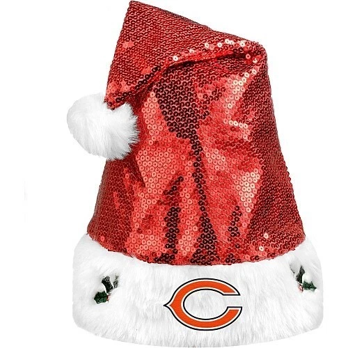 Chicago Bears NFL LIC Lentejuelas Santa NAVIDAD Gorra Gorra NUEVA DIVERTIDA RARA NUEVA CON ETIQUETAS Foto 1 de 1