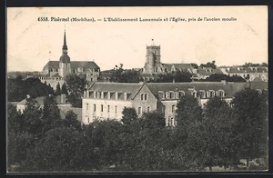 AK Ploërmel, L ́Establissement Lamennais et l ́Église von der alten Mühle aus gesehen 1923  - Bild 1 von 2