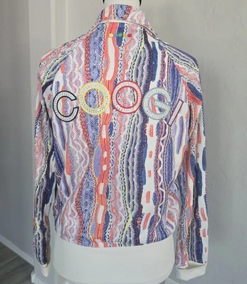 Chaqueta de Pista Coogi Multicolor Abstracto Calentamiento Gimnasio Correr Activo Mujer Talla M Foto 1 de 4