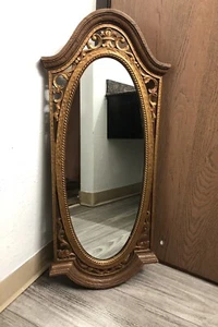 Vtg Syroco Ornate Oval Mirror Brown Fleur de lis French Provincial 1968 33” - Picture 1 of 16