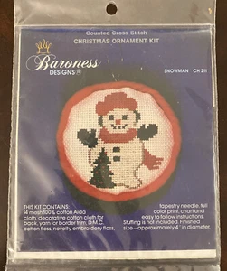BARONESS Snowman Christmas Ornament Counted Cross Stitch Kit CH 211 Vintage 1981 - Picture 1 of 3