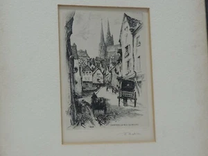 Chartres-La rue du Bourg etching by Rabin - Picture 1 of 3