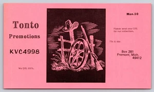 QSL Ham Radio Card KVC4998 Tonto Promotions Fremont Michigan - Picture 1 of 2