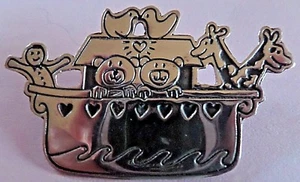 VINTAGE LARGE .925 Silver,Cartoon Caricature Decorative Noah's Ark Brooch / Pin - Picture 1 of 2