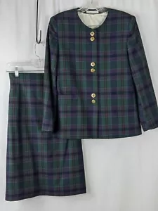 VTG FROM SCOTLAND 2 PIECE WOOL BLEND FULLY LINED QUALITY CUSTOM BLAZER & SKIRT - Picture 1 of 11