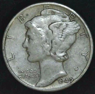 1940-P 10C Mercury Dime AU 90% Silver 22oct0515-3 - Image 1 of 2