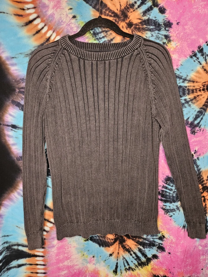 Vintage Sonoma Sweater Womens Size Medium Gray 100% Cotton Ribbed Knit  - Image 1 of 4