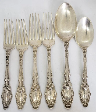 Gorham Virginiana Sterling Silver 1904-05 Monogram Partial Set of 6 Cover
