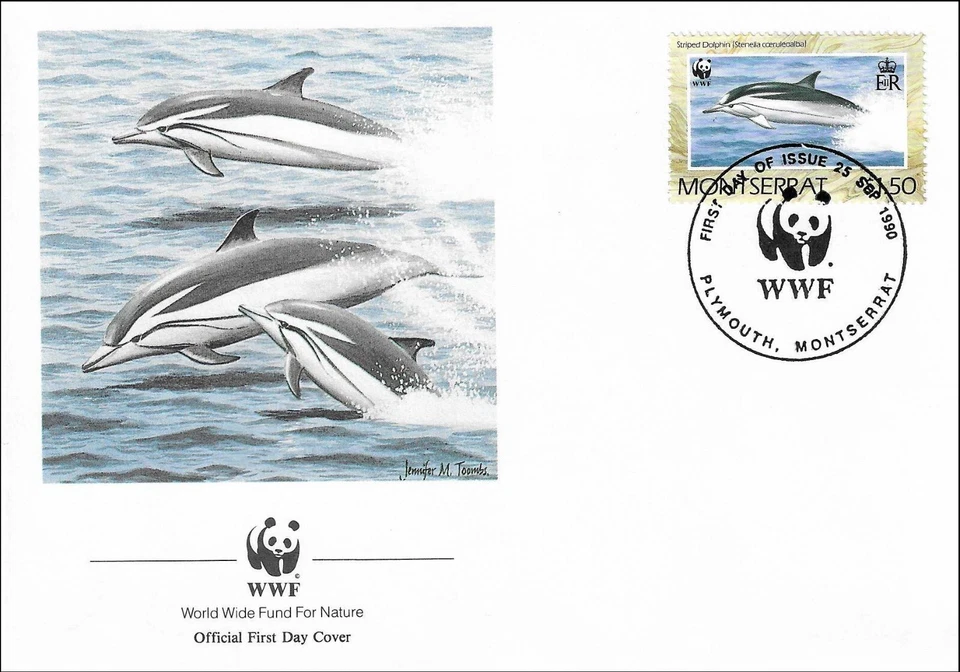 Striped Dolphin Stenella Coeruleoalba Montserrat Fauna FDC Cover 1990 - Image 1 of 1