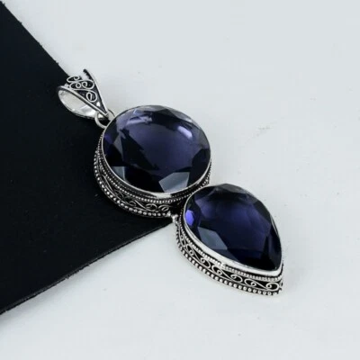 Ametista Gemma a Mano 925 Sterling Argento Ciondolo Gioielli Regalo Per Amore - Immagine 1 di 4