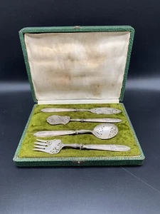 4 pièces de service à bonbons, manches argent fourré , Poinçon , Motifs Rubans - Imagen 1 de 19