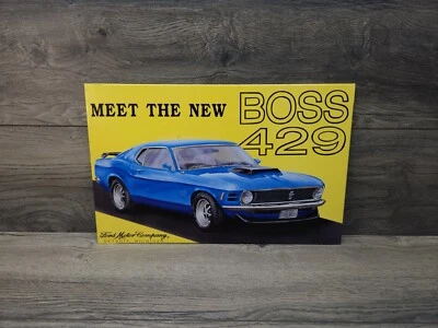 Ford Mustang Meet New Boss 429 Tin Metal Sign Muscle Car Auto Garage Classic - Image 1 of 4