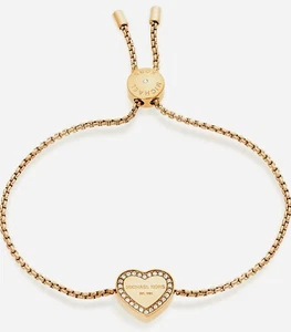 MICHAEL KORS Heritage Pave Heart Logo Gold Tone Slider Bracelet MKJ5389710 - Picture 1 of 5