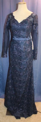 Ok Vestido largo de noche de encaje azul marino de novia 6? Nuevo con etiquetas Foto 1 de 4