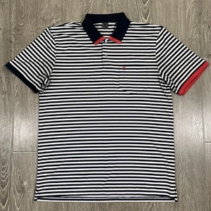 Camisa polo a rayas G/FORE para hombre rendimiento de golf AZUL/BLANCO/ROJO, GRANDE - Imagen 1 de 6