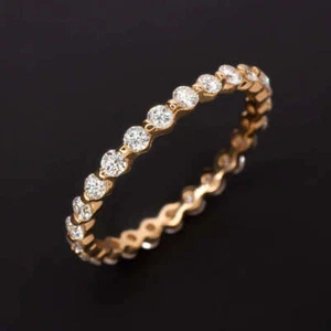 3/4 KARAT 2 mm DIAMANT EWIGKEIT HOCHZEITSBAND RING EINZELNE GEMEINSAME ZANGE ROSÉGOLD - Bild 1 von 5