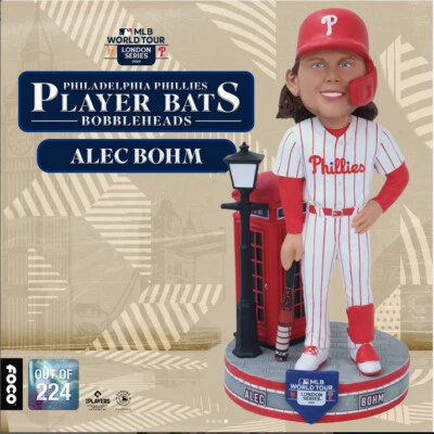 Alec Bohm Philadelphia Phillies 2024 MLB London Series Phonebooth Bat Bobblehead - Image 1 of 4
