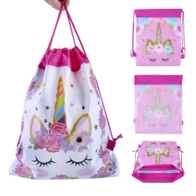 UNICORN Einhorn Kinder Kinder Kordelzug PE Tasche Schwimmen Schule Mädchen Fitnessstudio Sporttasche UK