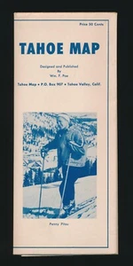 Fold Out Lake Tahoe Map Penny Pitou 1960 Winter Olympics Squaw Valley California - Picture 1 of 9