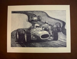 Racing print, signed and numbered by artist D. McCrary,1987, vintage but unused - Picture 1 of 3