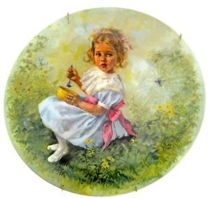 1981 Little Miss Muffet Mother Goose Series John McClelland Art Plate + Hanger - Picture 1 of 2